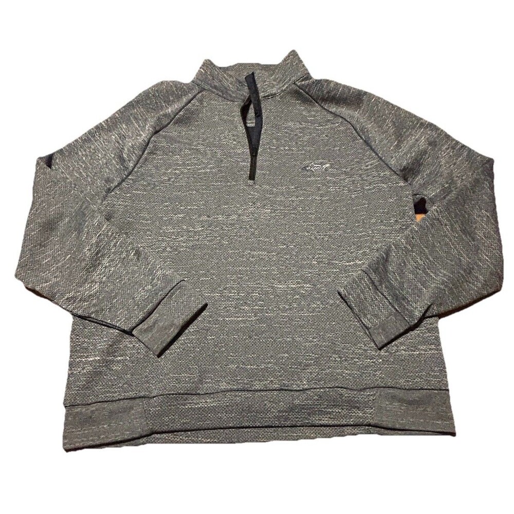 Greg Norman Quarter Zip Pullover Men’s Medium Gray Shark Logo Golf Sweatshirt